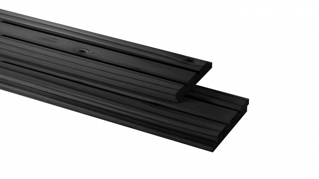 Vuren geschaafd triple profiel 2,2x14x500cm zwart gedompeld