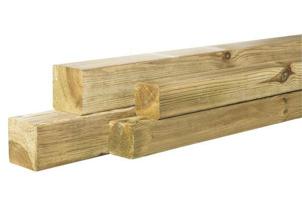 Grenen geschaafde Paal 6,8x6,8x180cm zonder diamantkop groen geïmpregneerd