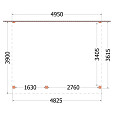 Aanbouwveranda Ancona 4950x3900x2600mm (bxdxh) links