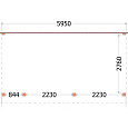 Aanbouwveranda Ancona 5950x3300x2600mm (bxdxh) links