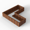 Bloembak Module+ L-vorm 60x150x150x28cm | Corten