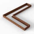 Bloembak Module+ L-vorm 90x450x360x28cm | Corten