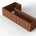 Bloembak Module+ L-vorm 60x120x240x56cm | Corten