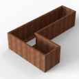 Bloembak Module+ L-vorm 60x240x150x56cm | Corten