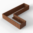 Bloembak Module+ L-vorm 90x360x270x56cm | Corten