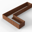 Bloembak Module+ L-vorm 90x450x270x56cm | Corten