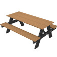 NewTechWood picknicktafel met zwart onderstel, bladmaat 180 x 70 cm, Teak