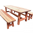 Tuinset Curved Douglas 2 x bank en 1 x tafel