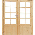 Vuren dubbele 8-ruits glasdeur inclusief kozijn 168x201cm onbehandeld