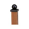 Paalornament bol op plaat 7x7cm metaal zwart