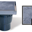 ACO Vloerput Bluestone 20x20cm RVS opzetstuk incl stankslot, onderuitlaat 110mm