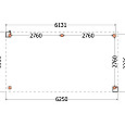 Buitenverblijf Verona model rechts 6250x3350x2500mm (bxdxh)