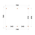 Buitenverblijf Zadeldak XXL 7850x7000x5000mm (bxdxh)