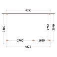 Aanbouwveranda Ancona 4950x3300x2600mm (bxdxh) rechts