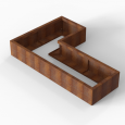 Bloembak Module+ L-vorm 60x120x180x28cm | Corten