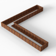 Bloembak Module+ L-vorm 60x330x330x28cm | Corten