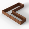 Bloembak Module+ L-vorm 90x300x300x42cm | Corten