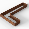 Bloembak Module+ L-vorm 90x450x270x42cm | Corten
