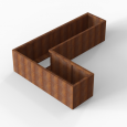 Bloembak Module+ L-vorm 60x240x180x56cm | Corten