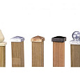Paalornament piramide 9x9cm hout