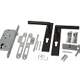 RVS luxe deurbeslagset zwart gecoat SKG keurmerk met slotkast cilinder en slot Incl duimen