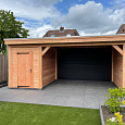 OPRUIMING -- Overkapping douglas 604x322cm (dakmaat) inclusief berging