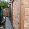 OPRUIMING -- Overkapping douglas 604x322cm (dakmaat) inclusief berging