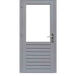 Hardhouten Enkele 1-ruits glasdeur Prestige met dubbelglas rechtsdraaiend 109x221cm grijs gegr