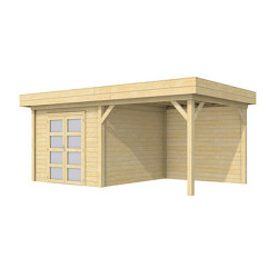 Vuren Topvision Premium Bosuil 300x300cm en luifel 400cm wanden lichtgrijs en basis antraciet