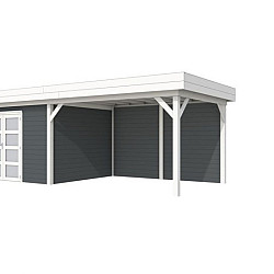 Vuren Topvision Premium Parelhoen 400x300cm en luifel 400cm wanden antraciet en basis lichtgrijs