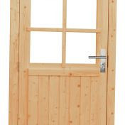 Vuren Enkele 6-ruits deur inclusief kozijn linksdraaiend 90x201cm onbehandeld