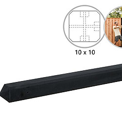 Betonpaal glad met diamantkop 10x10x280cm antraciet gecoat T-paal