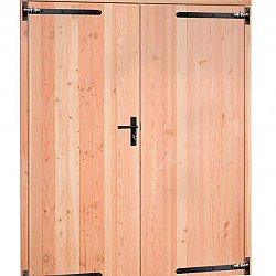 Douglas Dubbele dichte deur met zwart beslag inclusief kozijn 168x201cm onbehandeld