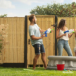 Tuindeur Elan 100 Excellent op verstelbaar stalen frame 99x190cm, groen geïmpregneerd VERTICAAL