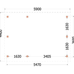 Kapschuur de Hoeve XL 5900x4400x3750mm (bxdxh) links