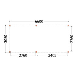 Buitenverblijf Palermo 6600x3100x2450mm (bxdxh)