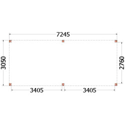 Buitenverblijf Palermo 7250x3100x2450mm (bxdxh)