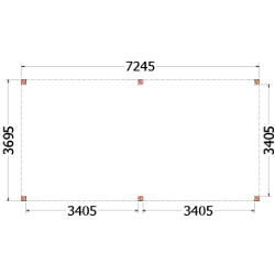 Buitenverblijf Palermo 7250x3700x2450mm (bxdxh)