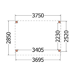 Buitenverblijf Refter XL 3750x2850x2600mm (bxdxh)