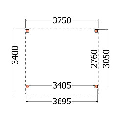Buitenverblijf Refter XL 3750x3400x2600mm (bxdxh)