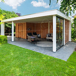 Buitenverblijf Verona model links 5750x3350x2500mm (bxdxh)