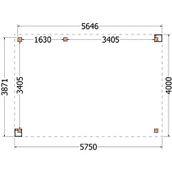 Buitenverblijf Verona model links 5750x4000x2500mm (bxdxh)