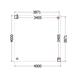 Buitenverblijf Verona model rechts 4000x4000x2500mm (bxdxh)