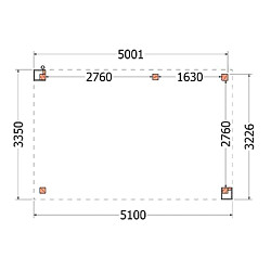 Buitenverblijf Verona model rechts 5100x3350x2500mm (bxdxh)