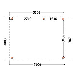 Buitenverblijf Verona model rechts 5100x4000x2500mm (bxdxh)