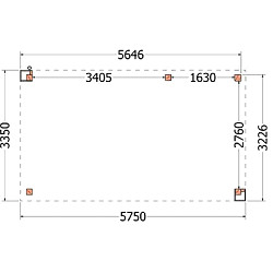Buitenverblijf Verona model rechts 5750x3350x2500mm (bxdxh)