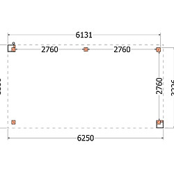 Buitenverblijf Verona model rechts 6250x3350x2500mm (bxdxh)