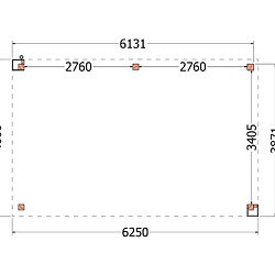 Buitenverblijf Verona model rechts 6250x4000x2500mm (bxdxh)