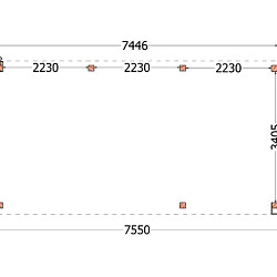 Buitenverblijf Verona model rechts 7550x4000x2500mm (bxdxh)