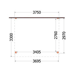 Aanbouwveranda Ancona 3750x3300x2600mm (bxdxh)